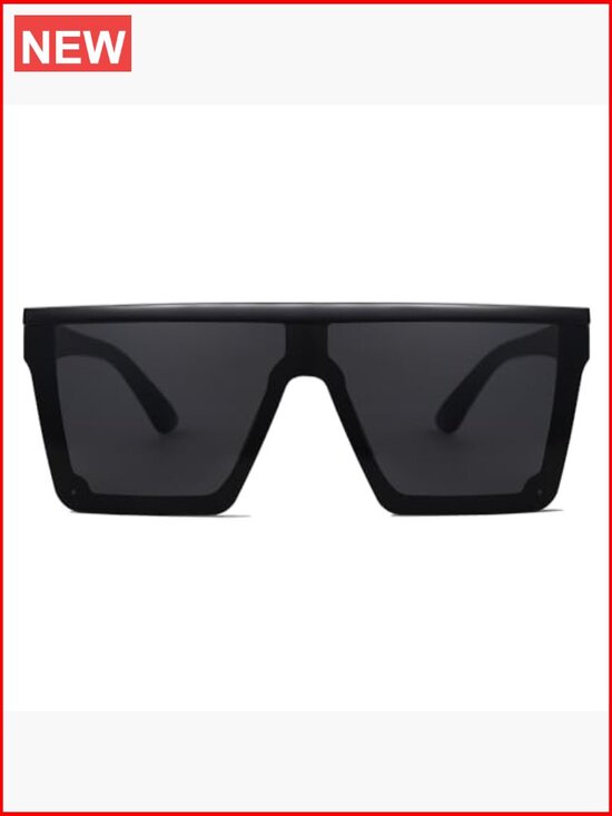Square Big Sunglasses Thick Frame Flat Top Mirrored Goggle Lens UV400 Protection